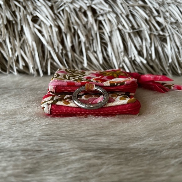 VERA BRADLEY Folkloric Double ID Wristlet Pink Green Floral Travel 2011 Lippies - Picture 8 of 13